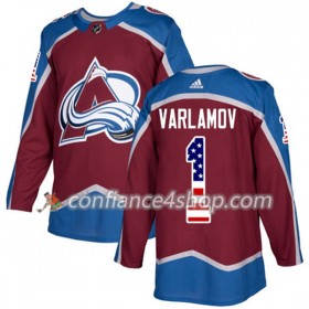 Adidas Maillot de Hockey Colorado Avalanche Semyon Varlamov 1 2017-2018 Rouge USA Flag Fashion Authentic - Homme